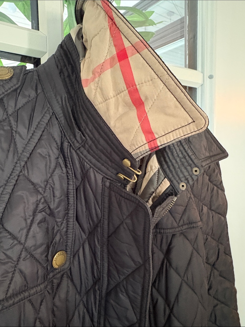 Burberry Brit Black Quilted Belted Jacket Coat Nova Check Lining - Picture 3 of 10